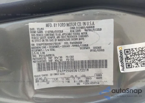 2002 Ford Taurus Ses from USA, damaged, VIN 1FAFP55U02G172219